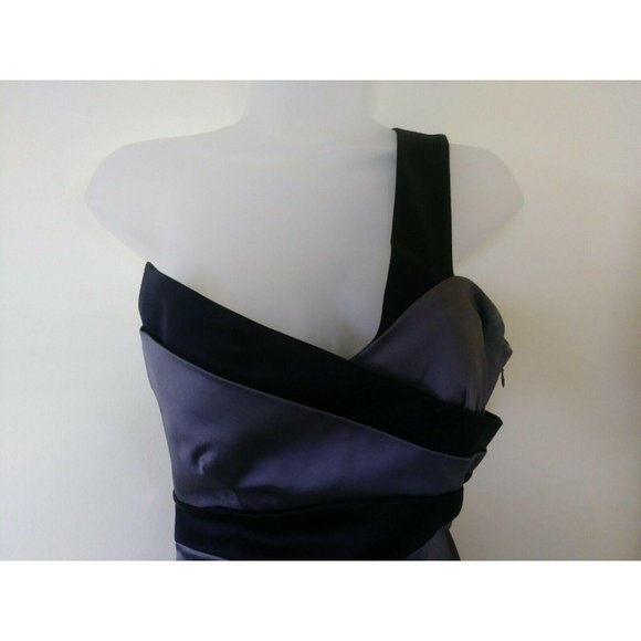 House of Dereon Dress Gray Black Strapless Overhead Strap On To 1 Shoulder Sz 4 - Picture 5 of 12
